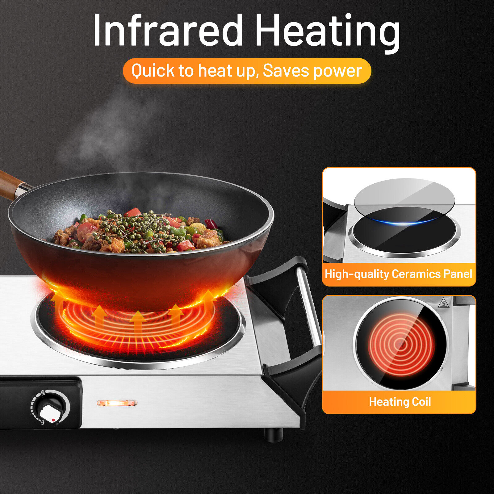 Costway Electric Hot Plate Cooktop Ceramic Double Burner 1800W Infrared w/Handle - Fresh Stock Dated February 2026