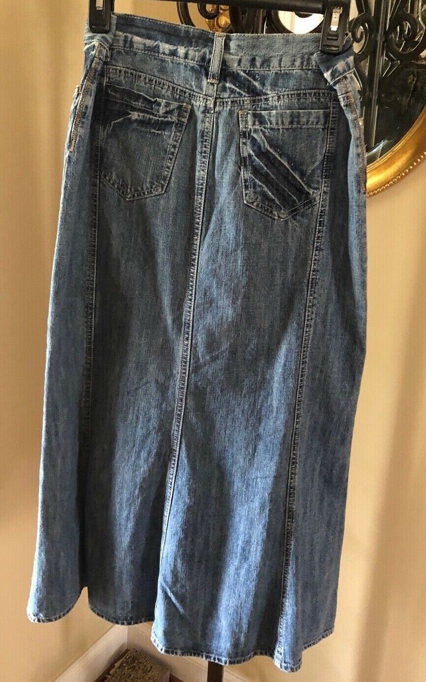 STAMP 10 ~ Vintage Blue Denim Midi Maxi Skirt Sz 4 - Fresh Stock Dated March 2026