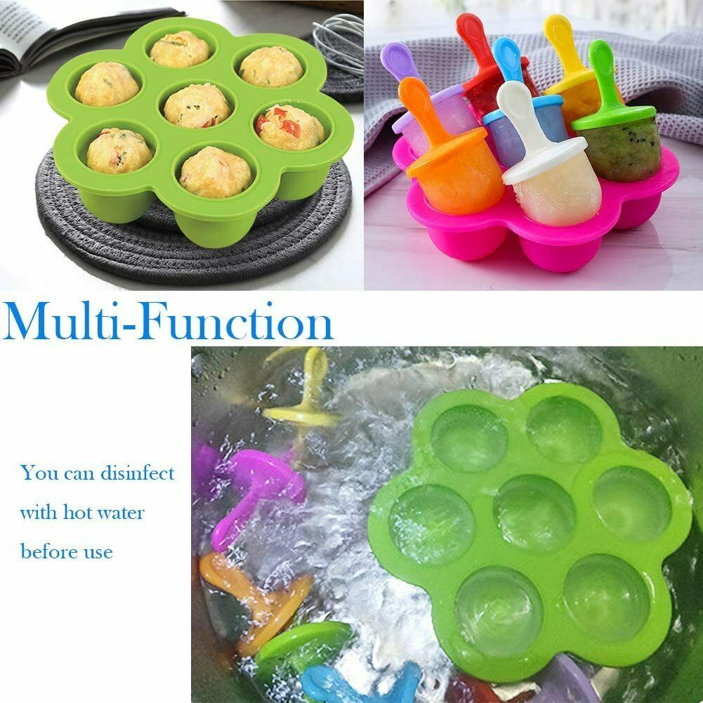 2 Pack Silicone Popsicle Maker Molds- 7-cavity Mini DIY Ice Pop Mold With - Fresh Stock Dated December 2025