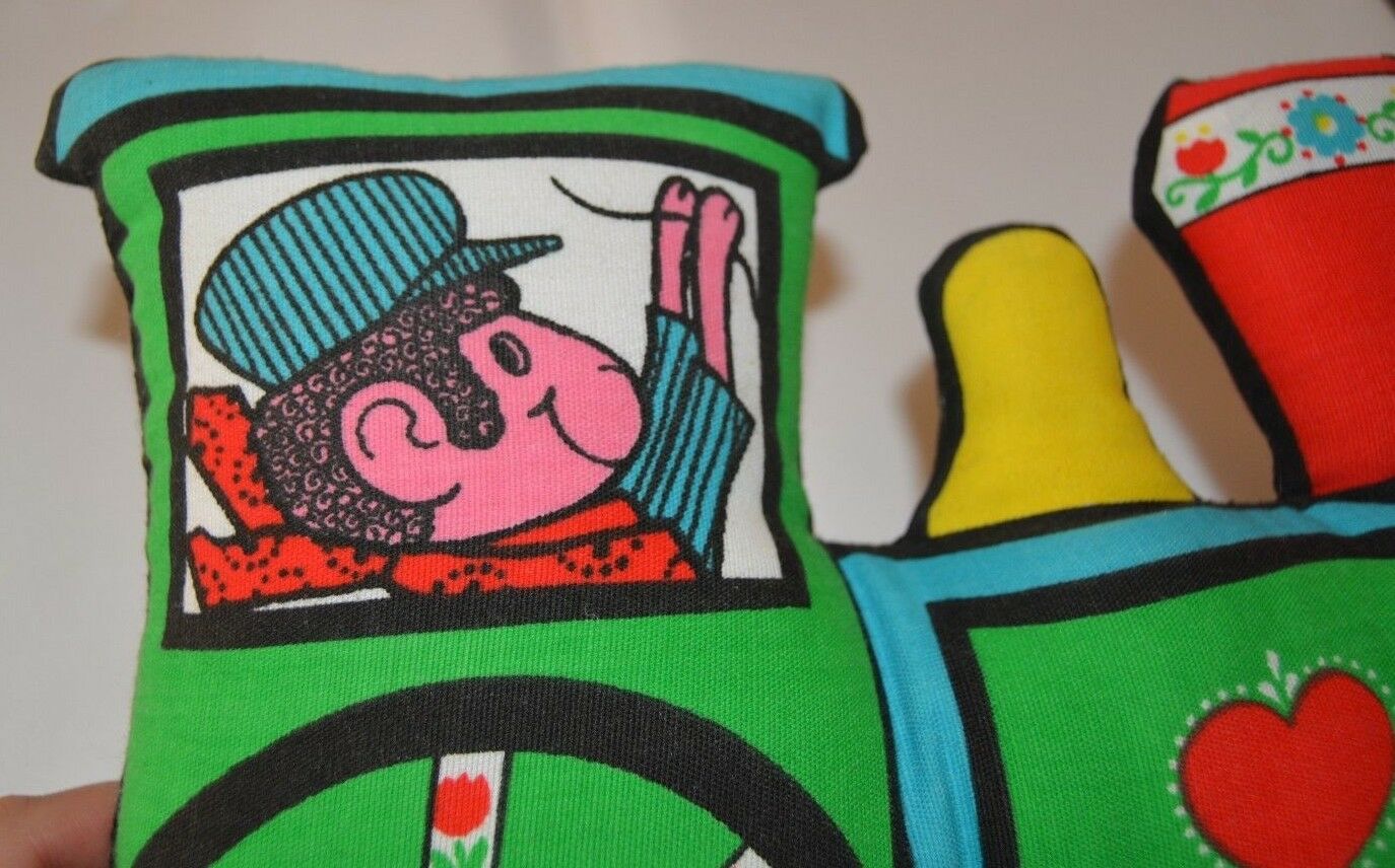 Springs Mills Train Shaped Pillow Colorful Conductor Green Blue Red Kids Room - Fresh Stock Dated December 2025