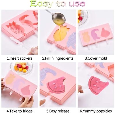 Silicone Popsicle Molds, 4 Pack Ice Pop Molds for Kids, Reusable Easy Release Ca - Fresh Stock Dated February 2026