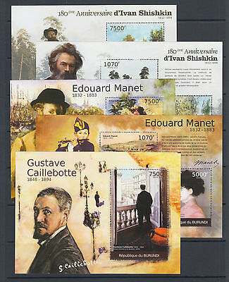 Burundi Sc 1029-1060 MNH.2012 Famous Painters & Paintings, cplt set of 32 s/s - Fresh Stock Dated December 2025