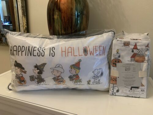 Pottery Barn SET Pillow+case Snoopy pumpkin halloween Charlie Brown holiday gift - Fresh Stock Dated December 2025
