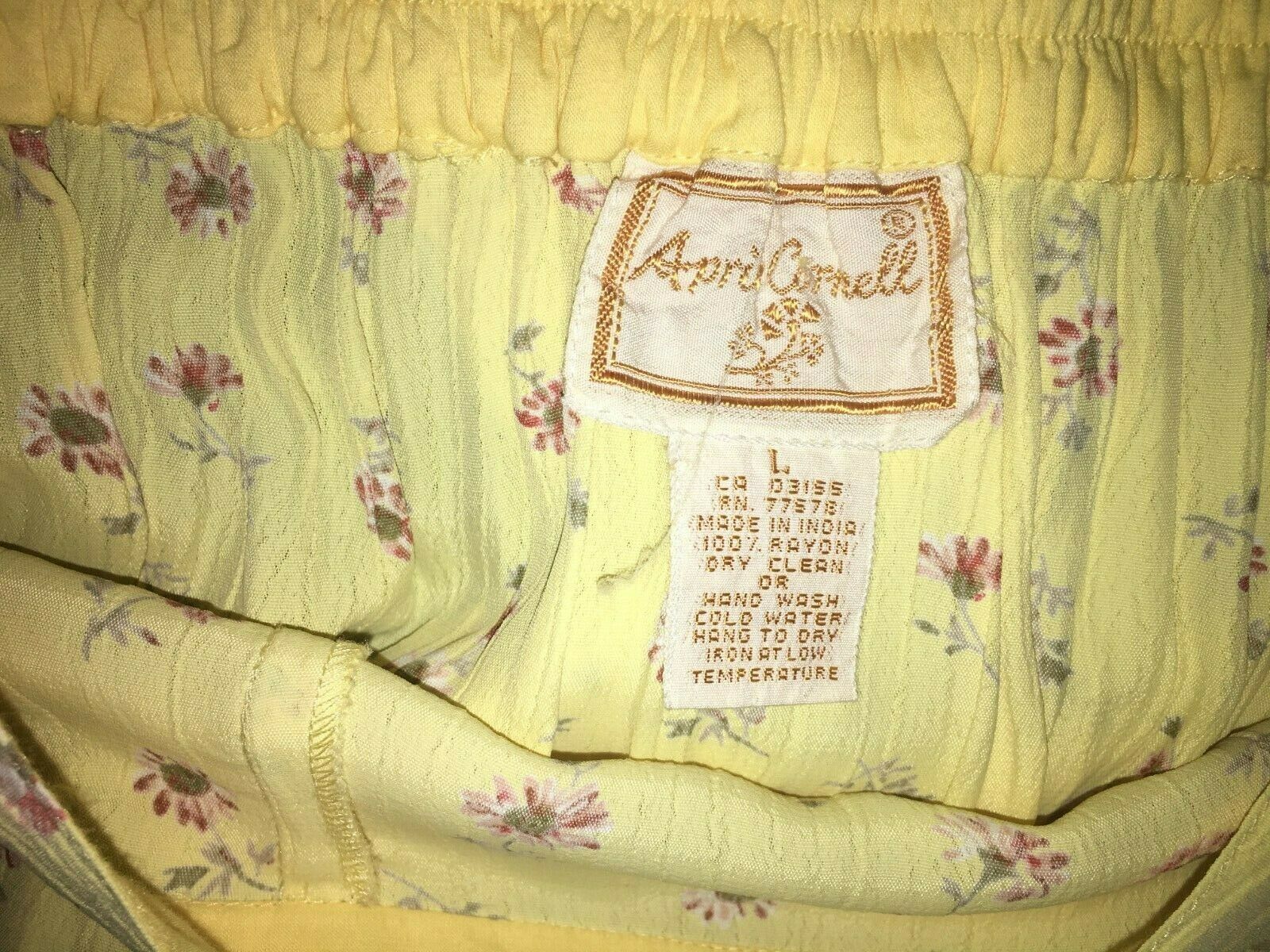 April Cornell Vintage Midi Buttoned Skirt Size L, floral yellow , rayon - Fresh Stock Dated February 2026