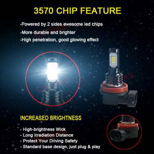 For 2011-2020 Suzuki GSXR 600 & 750 6000K LED Headlight Bulbs High Low Beam Kit - Fresh Stock Dated February 2026