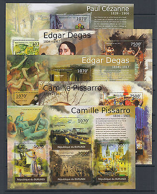 Burundi Sc 1029-1060 MNH.2012 Famous Painters & Paintings, cplt set of 32 s/s - Fresh Stock Dated December 2025