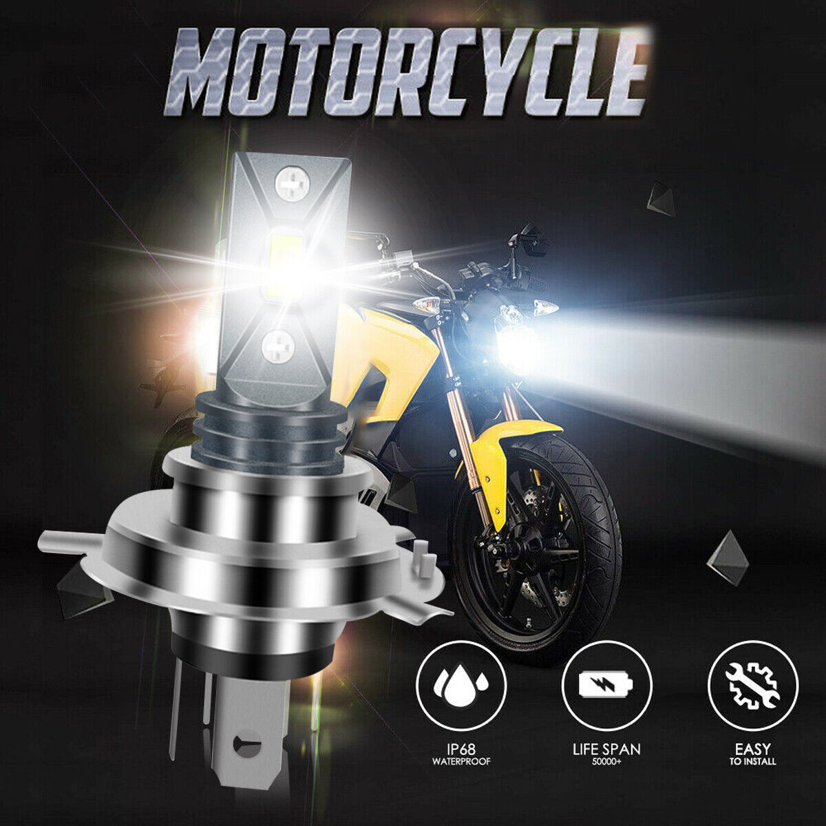 For Yamaha V Star 250 650 950 1100 1300 LED Motorcycle Headlight White Bulbs - Fresh Stock Dated February 2026