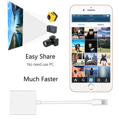 Camera Reader to SD Card Adapter For iOS 9.2 iPhone 6 7 8 11 XS iPad - Fresh Stock Dated December 2025