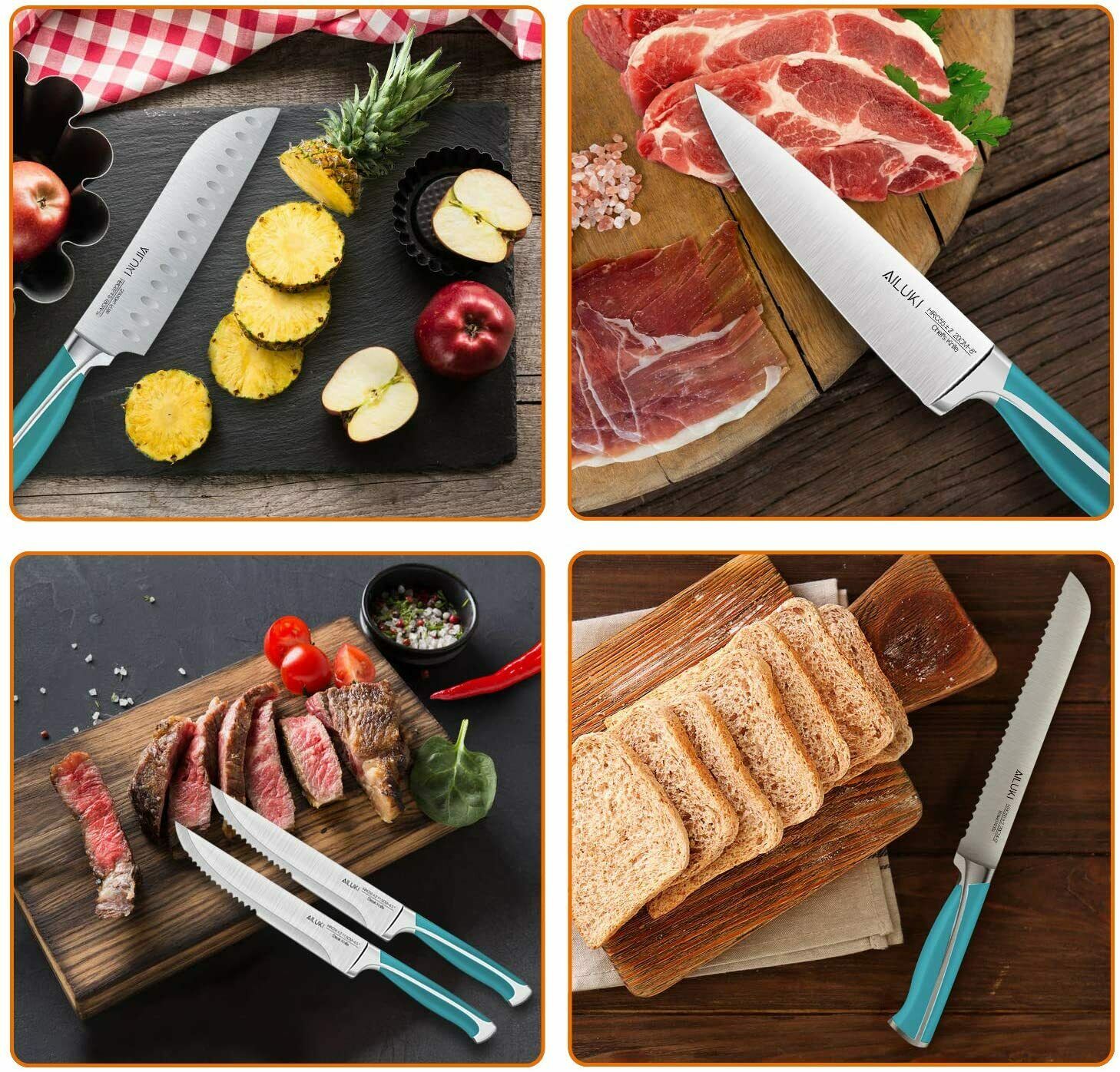 Knife Set, 18-Piece Kitchen Knife Set with Block Wooden German Stainless Steel - Fresh Stock Dated December 2025