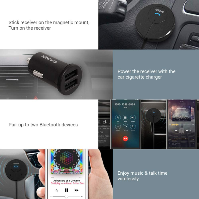 Hands Free Bluetooth Car Kit 2 USB Charger AUX Cigarette Lighter Power Adapter - Fresh Stock Dated February 2026