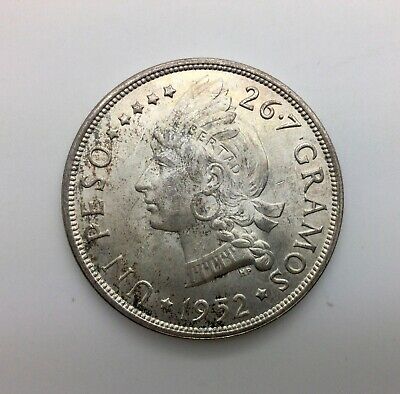 1952 Dominican Republic One Peso KM#22 Lt  Toning Blazing Lustre Very Nice Coin - Fresh Stock Dated February 2026