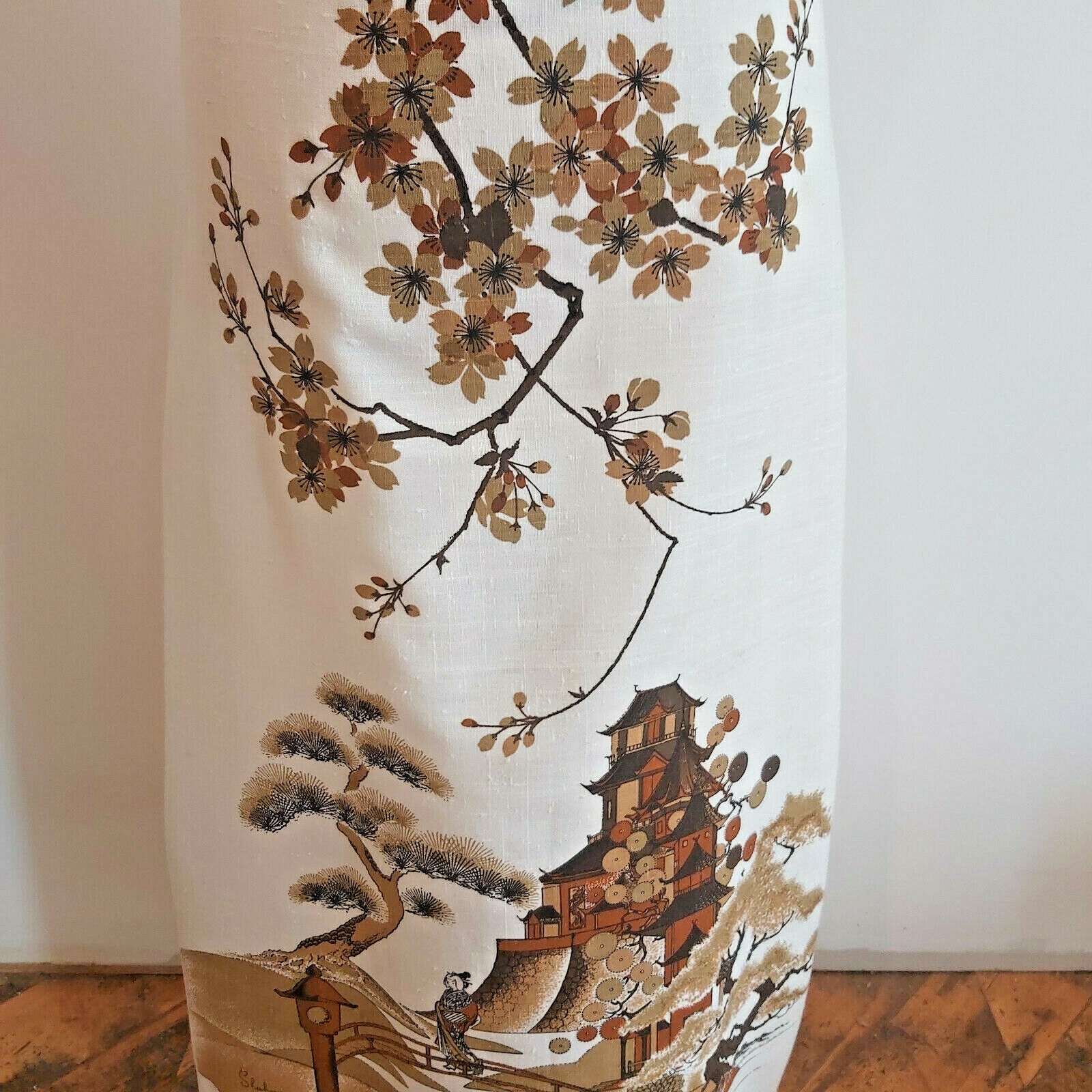 Vintage 1970s Alfred Shaheen Panel Asian Scene Long Skirt Small 28