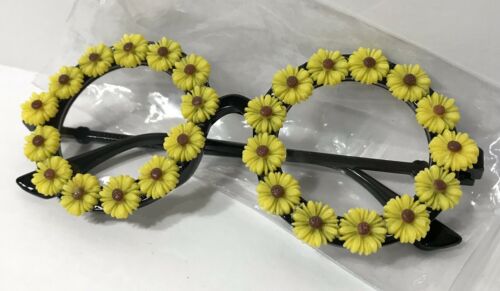 Sunflower Yellow & Black Eyeglass Plastic Round Play Costume Dress Up Glasses - Fresh Stock Dated February 2026