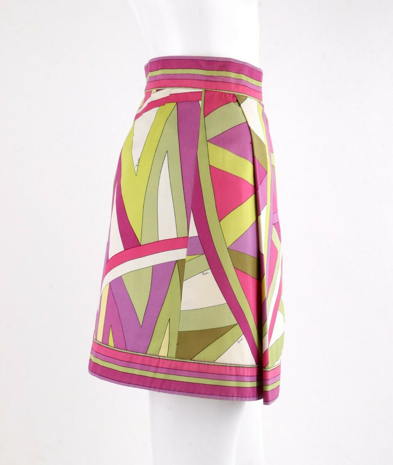 EMILIO PUCCI c.1969 “Arcate” Signature Print Pink Op Art A-Line Mini Skirt - Fresh Stock Dated February 2026