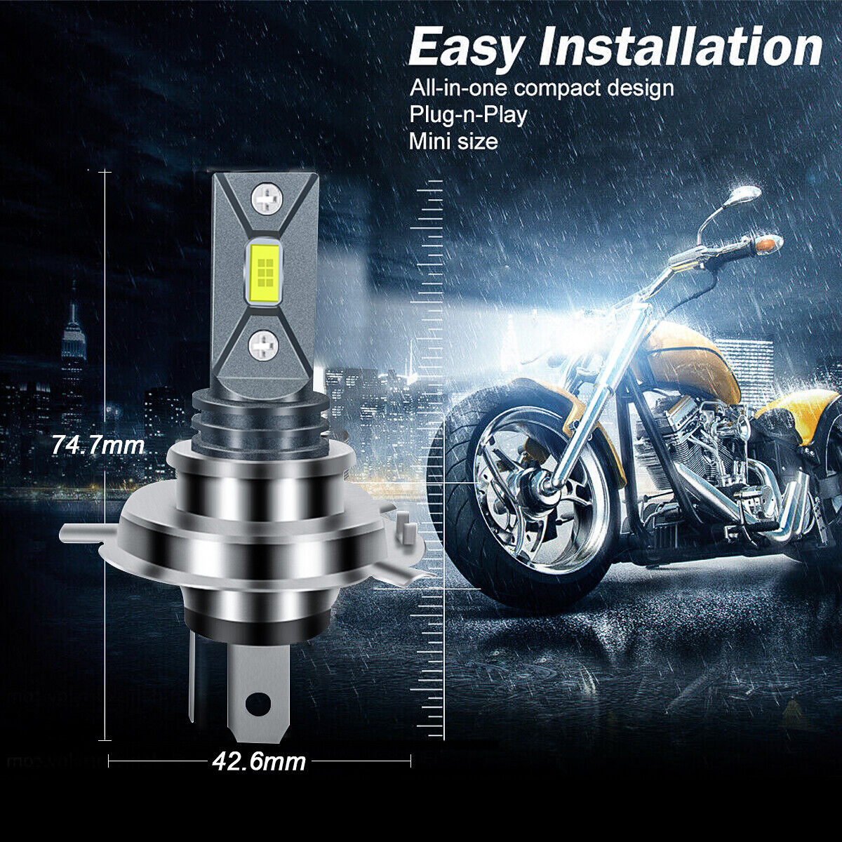 For Yamaha V Star 250 650 950 1100 1300 LED Motorcycle Headlight White Bulbs - Fresh Stock Dated February 2026
