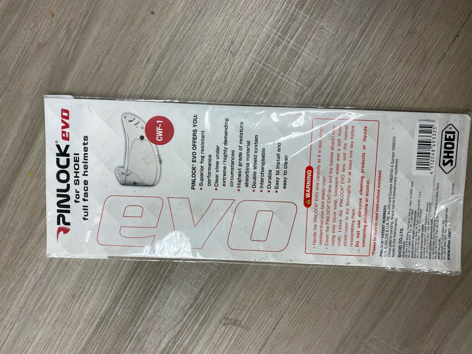 Shoei Pinlock Lens Clear 0213930000 Fits CWF-1 Shields - Fresh Stock Dated February 2026