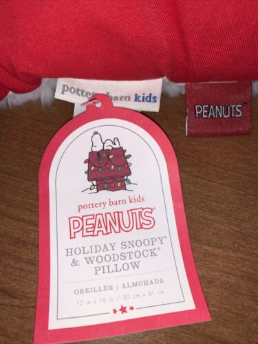 Pottery Barn Kids Peanuts Holiday Snoopy And Woodstock Pillow - Fresh Stock Dated December 2025