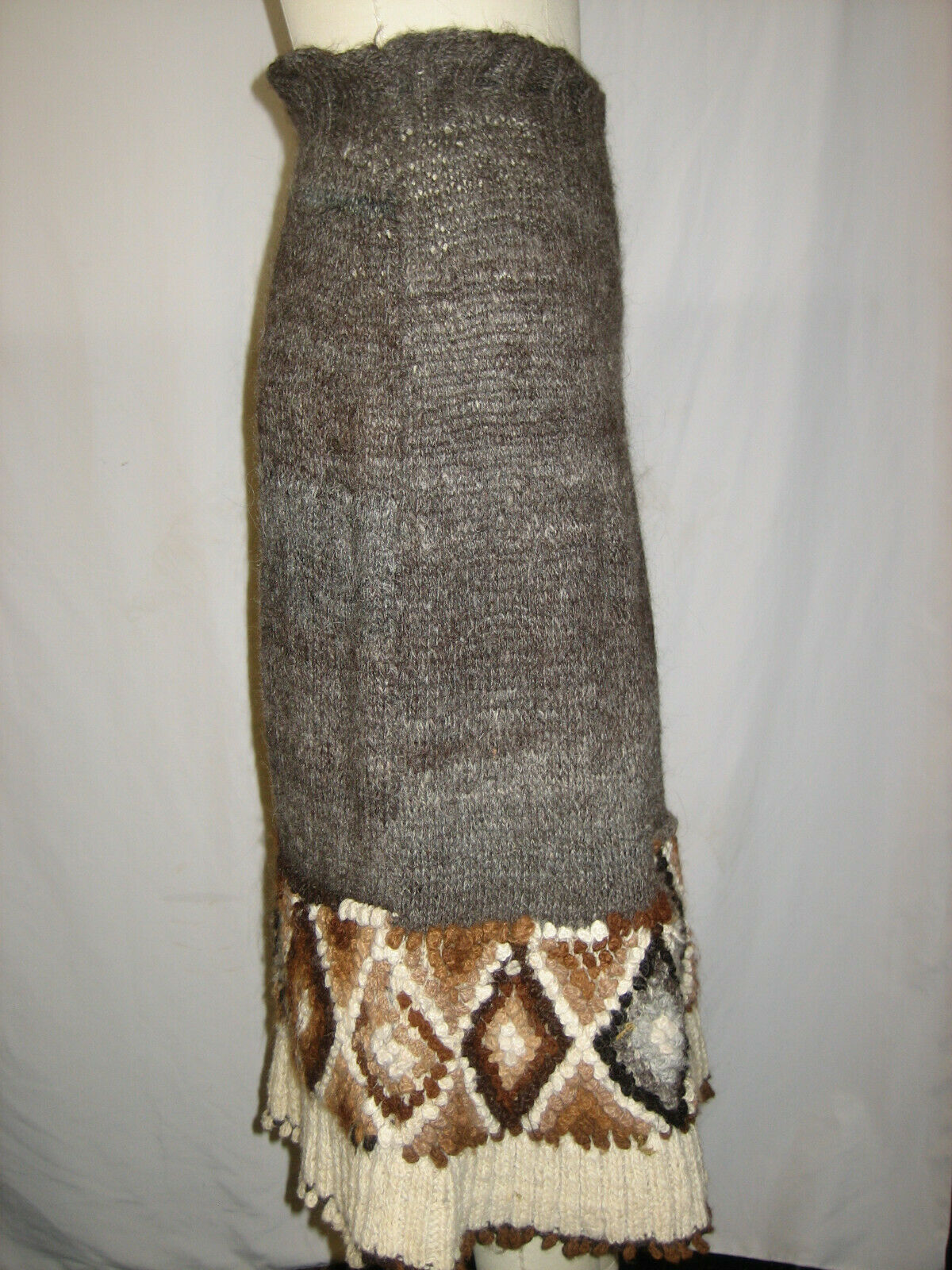 vtg 1960s 70s ALPACA Wool HANDMADE Peru Hippie Boho Drawstring Skirt RARE S M - Fresh Stock Dated February 2026