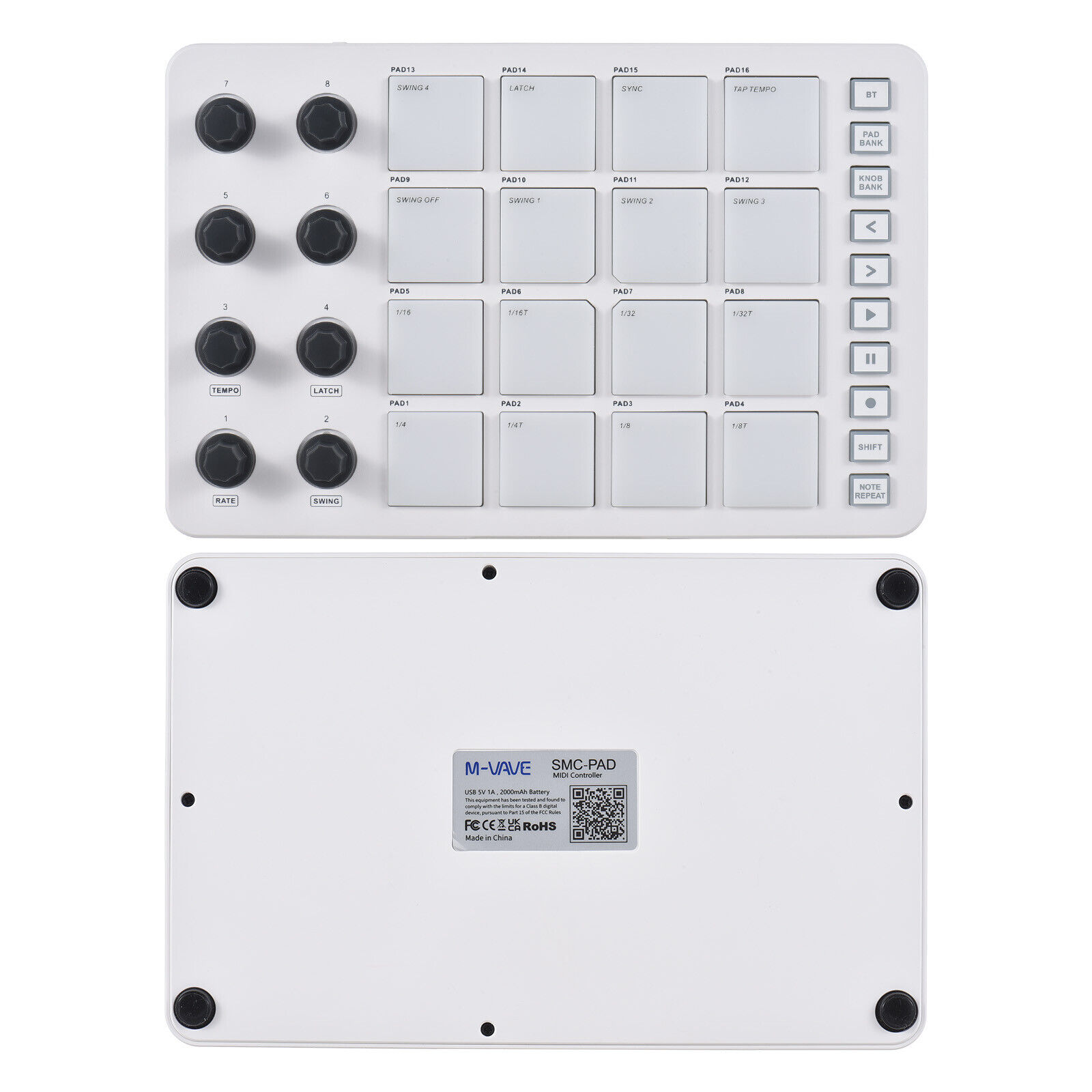M-WAVE Wireless MIDI Controller Pad W/ 16 MPC Drum Pads 8 Assignable Knobs P4K4 - Fresh Stock Dated February 2026