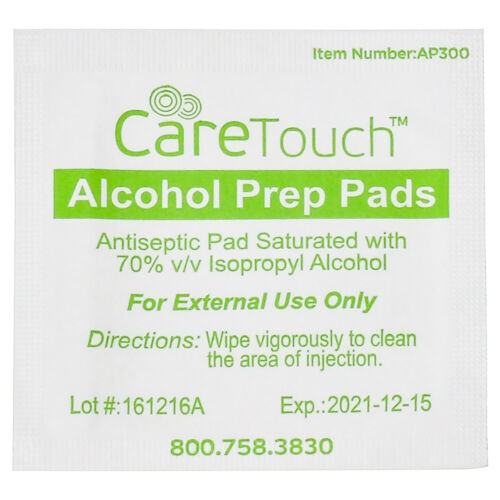 Care Touch Sterile Alcohol Prep Pads, Medium 2-Ply - 200 Alcohol Wipes - Fresh Stock Dated February 2026