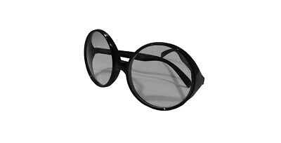 Big Black Frame Glasses 70s Jumbo Lenses Rock Star Circle Nerd Costume Accessory - Fresh Stock Dated February 2026