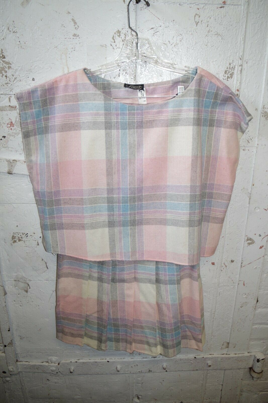 Vintage NWT Signet Wool Skirt & Crop Top Plus Size Pleated Plaid USA - Fresh Stock Dated February 2026