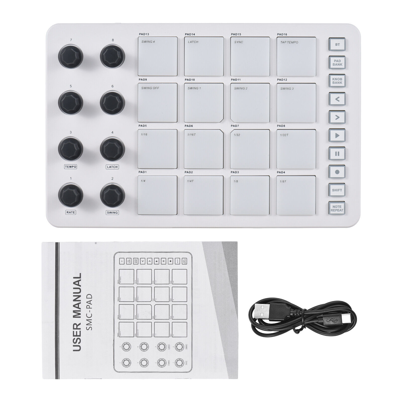M-WAVE Wireless MIDI Controller Pad W/ 16 MPC Drum Pads 8 Assignable Knobs P4K4 - Fresh Stock Dated February 2026