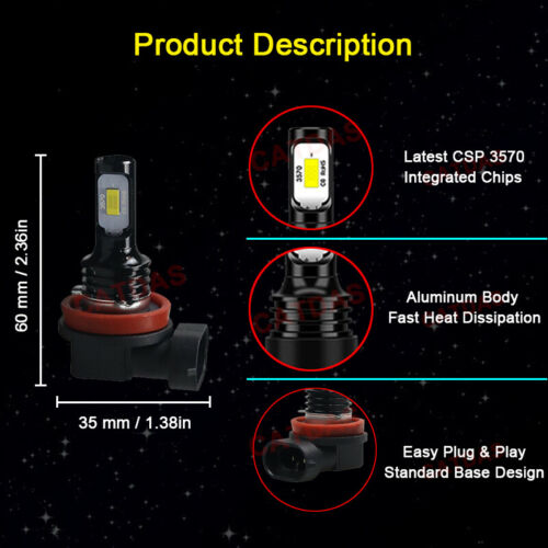 For 2011-2020 Suzuki GSXR 600 & 750 6000K LED Headlight Bulbs High Low Beam Kit - Fresh Stock Dated February 2026