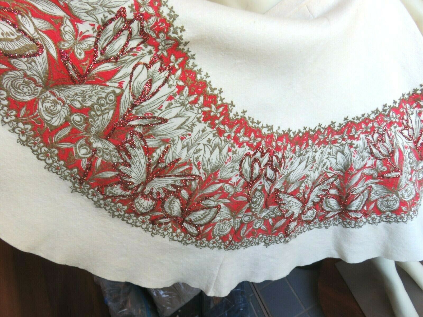 Vintage 1950's Felt Full Circle Skirt Novelty BUTTERFLIES Glitter Metallic sz XS - Fresh Stock Dated March 2026