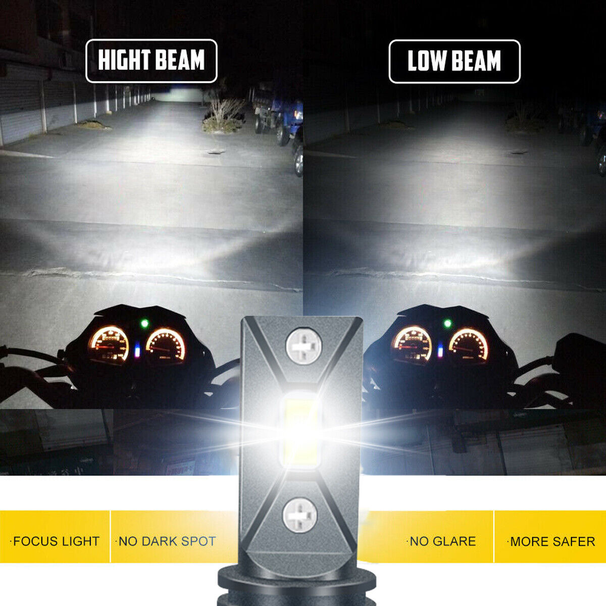 For Yamaha V Star 250 650 950 1100 1300 LED Motorcycle Headlight White Bulbs - Fresh Stock Dated February 2026