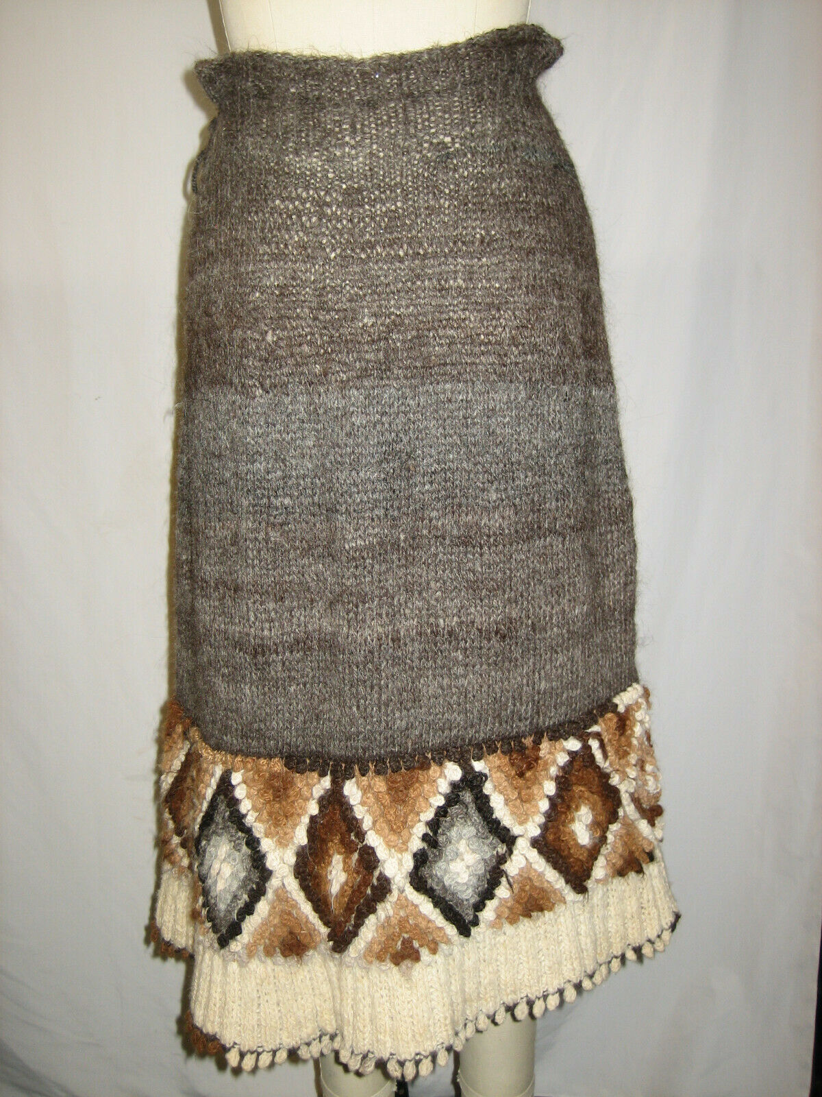 vtg 1960s 70s ALPACA Wool HANDMADE Peru Hippie Boho Drawstring Skirt RARE S M - Fresh Stock Dated February 2026