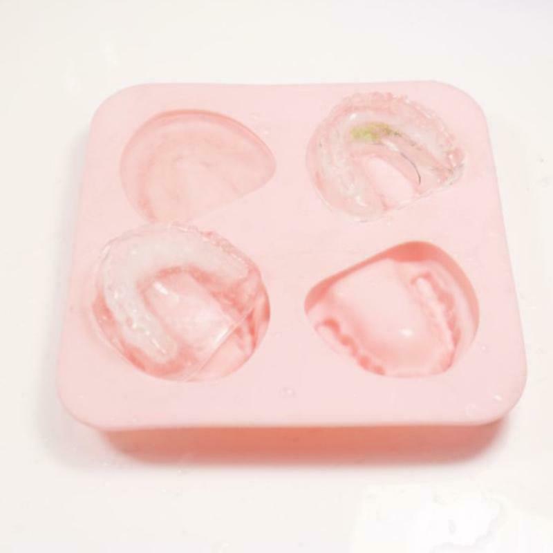 4 Hole Denture Teeth Shaped Ice Cube Mold Silicone Ice Tray DIY Ice Cream Mould - Fresh Stock Dated December 2025