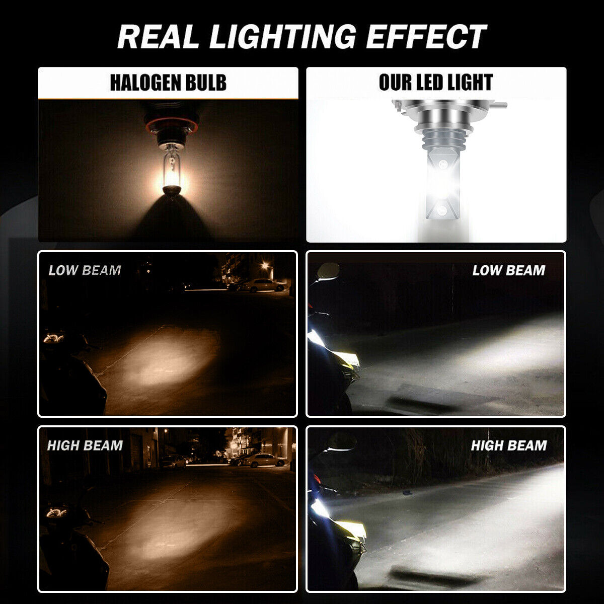 For Yamaha V Star 250 650 950 1100 1300 LED Motorcycle Headlight White Bulbs - Fresh Stock Dated February 2026