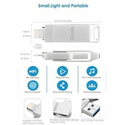 IDiskk Photo Stick 128GB USB Flash Drive IPhone 11 Pro X XR XS MAX 6/7/8 Plus ID - Fresh Stock Dated February 2026
