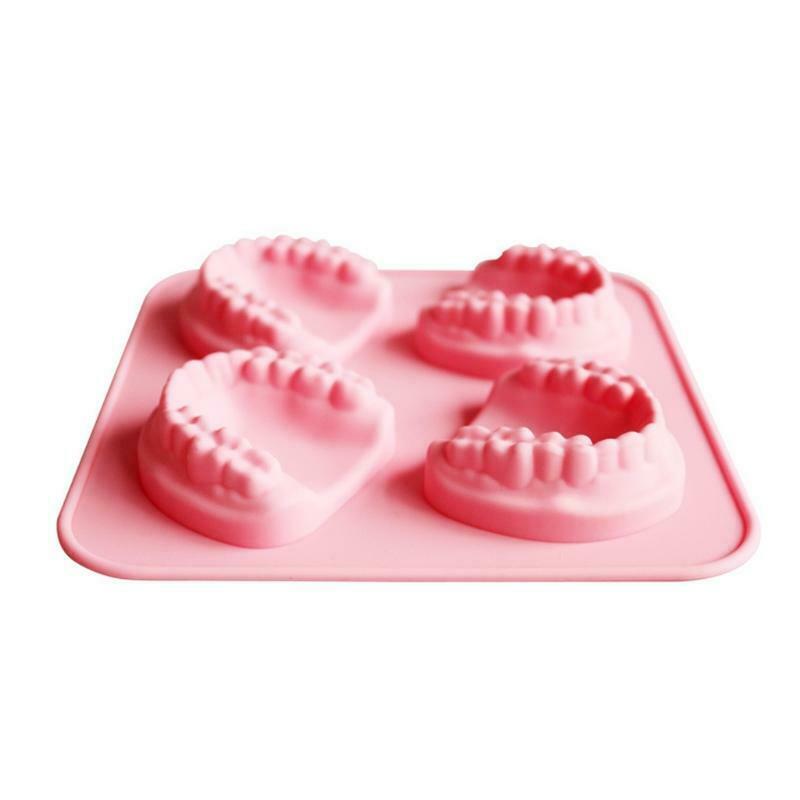 4 Hole Denture Teeth Shaped Ice Cube Mold Silicone Ice Tray DIY Ice Cream Mould - Fresh Stock Dated December 2025