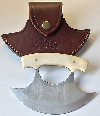Bone Handle Ulu Knife w/ Genuine Quality Leather Sheath - Fresh Stock Dated December 2025