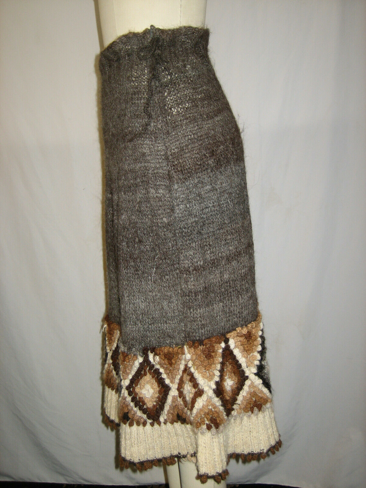 vtg 1960s 70s ALPACA Wool HANDMADE Peru Hippie Boho Drawstring Skirt RARE S M - Fresh Stock Dated February 2026