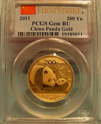 China 2011 Gold 5 Coin Full Panda First Strike Set All Coins PCGS Gem BU - Fresh Stock Dated February 2026