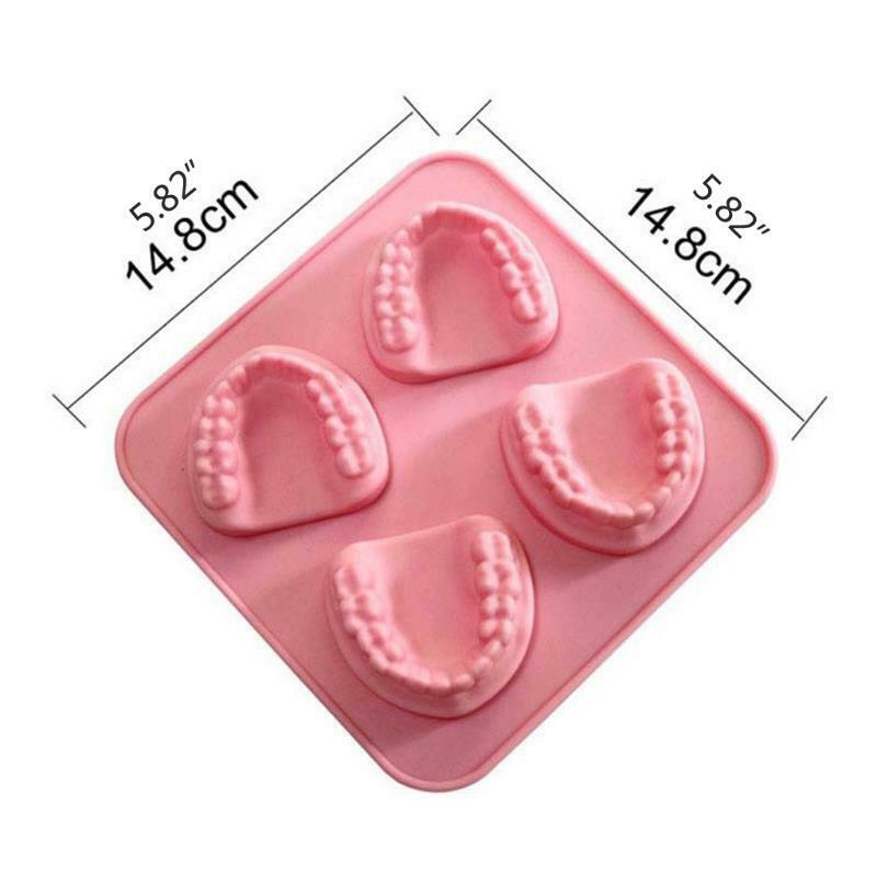 4 Hole Denture Teeth Shaped Ice Cube Mold Silicone Ice Tray DIY Ice Cream Mould - Fresh Stock Dated December 2025