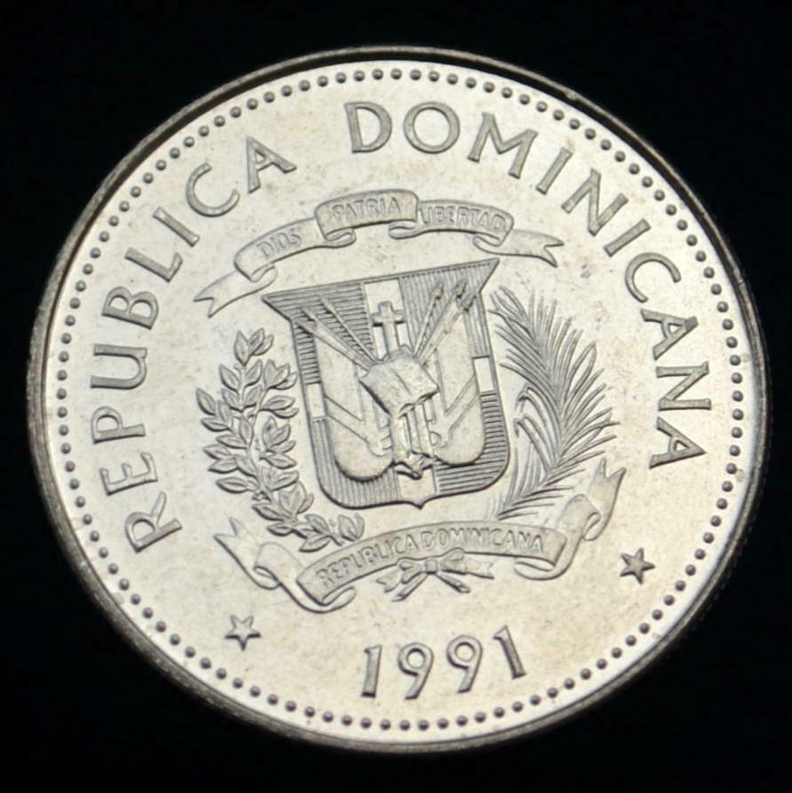 Dominican Republic 25 Centavos 1991 UNC coin km71.1 - Fresh Stock Dated December 2025