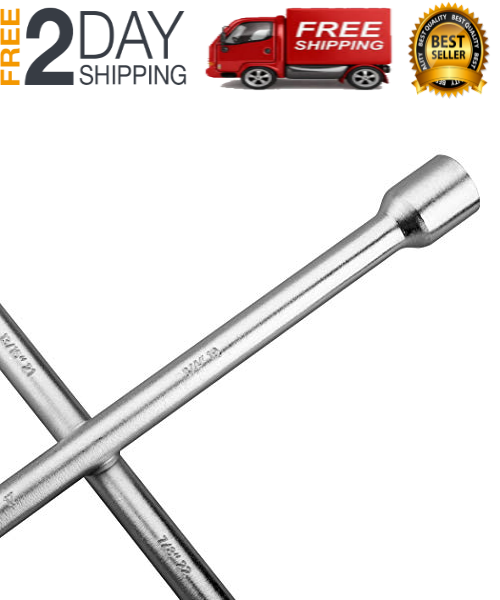 4 Vias Cruz Llave Tuerca Del Estiron 14 Servicio Pesado Acero Coche Universal - Fresh Stock Dated December 2025