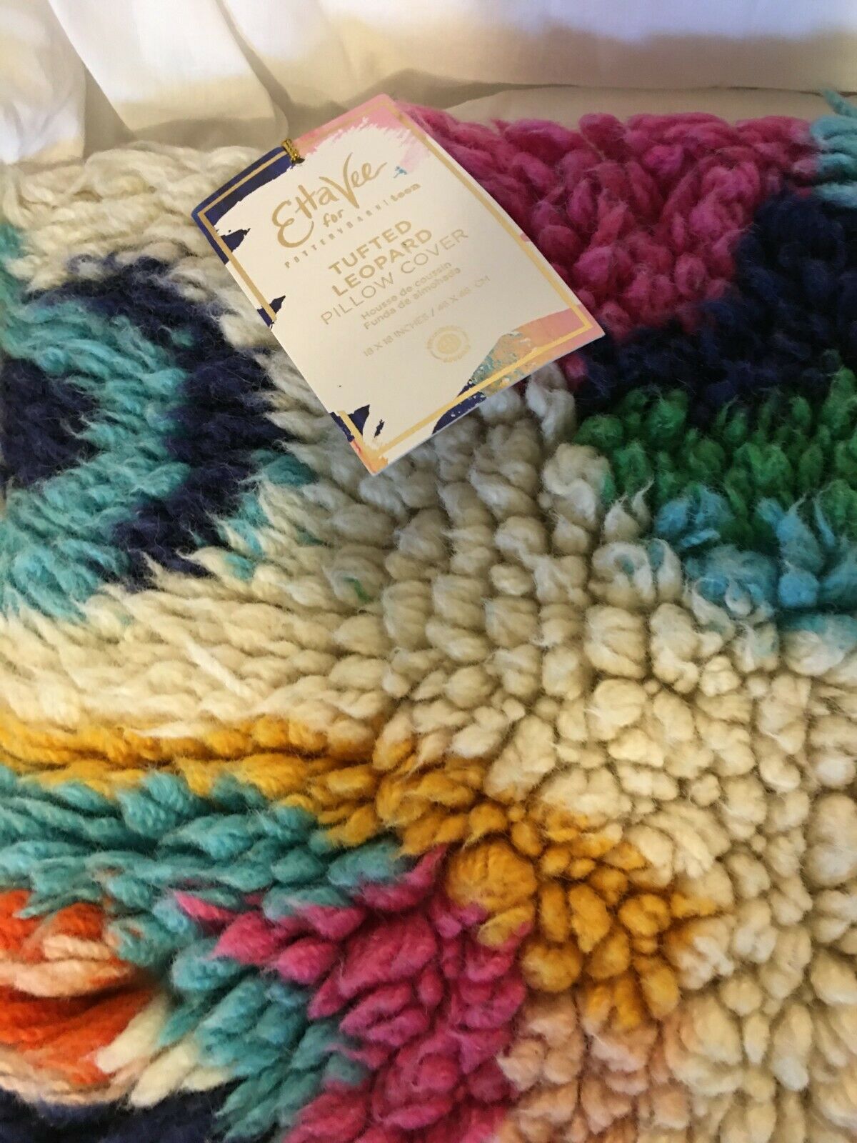 pottery barn teen EttaVee Wool Shaggy Leopard Pillow Cover faux multi 18 x 18 - Fresh Stock Dated January 2026