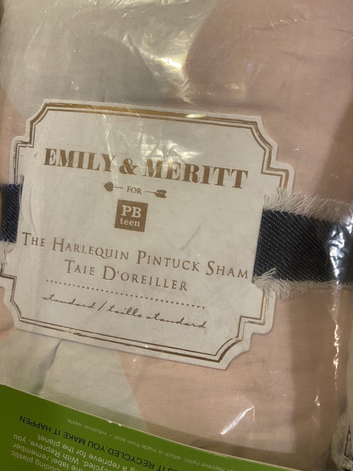 2 POTTERY BARN TEEN EMILY & MERITT HARLEQUIN PINTUCK SHAM STANDARD NEW - Fresh Stock Dated February 2026