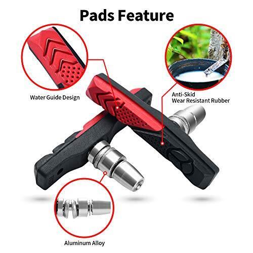 RUJOI 2 Pairs Bike Brake Pads Set,72mm V Brake Shoes with Hex Nuts and Washers, - Fresh Stock Dated December 2025