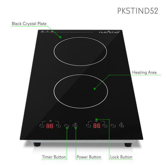 NUTRICHEF Dual Induction Cooktop, Countertop Burner w Digital Display, PKSTIND52 - Fresh Stock Dated December 2025