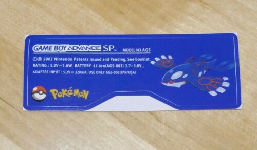 Nintendo Game Boy Advance SP GBA SP Pokemon Type 2 Sticker Label MINT - Fresh Stock Dated December 2025