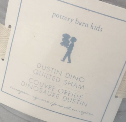 Set Of 2 Pottery Barn Kids Teen Dustin Dino Quilted Shams Gray Blue Standard NEW - Fresh Stock Dated December 2025