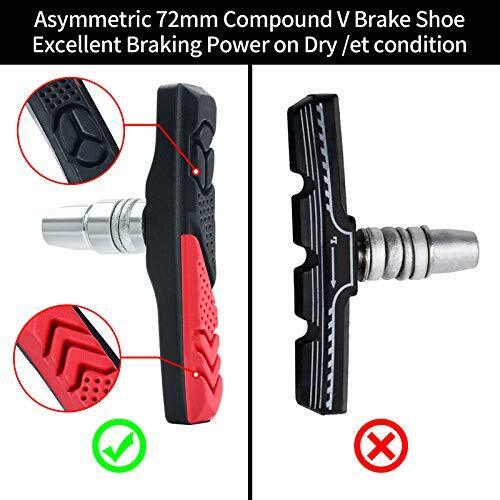 RUJOI 2 Pairs Bike Brake Pads Set,72mm V Brake Shoes with Hex Nuts and Washers, - Fresh Stock Dated December 2025