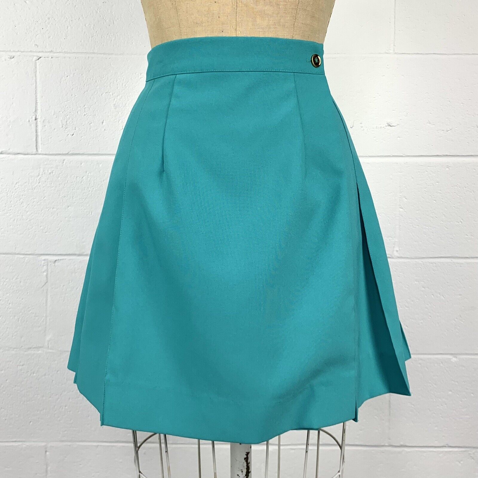 Vintage 90s Preppy Tiffany Blue Pleated Mini Wrap Tennis Skirt Adjustable M/L - Fresh Stock Dated March 2026