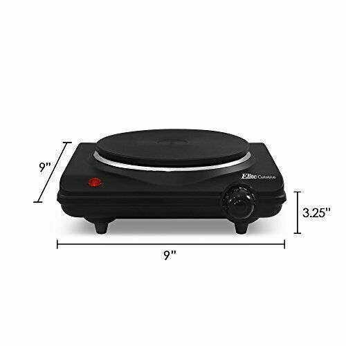 Elite Gourmet Countertop Electric Hot Single Burner  with Temperature Controls - Fresh Stock Dated December 2025